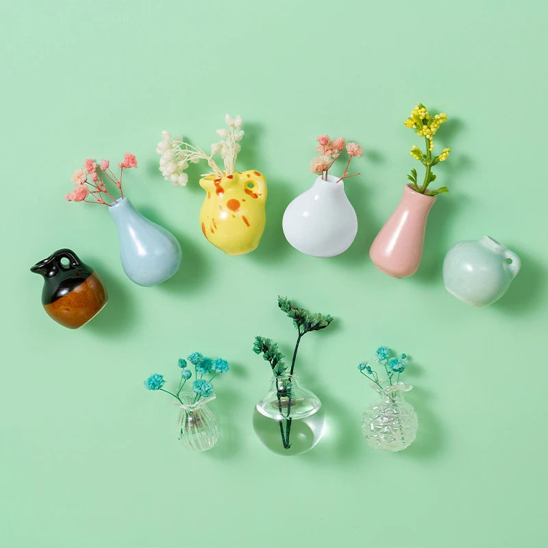 Set of Mini Ceramic Vase Fridge Magnets