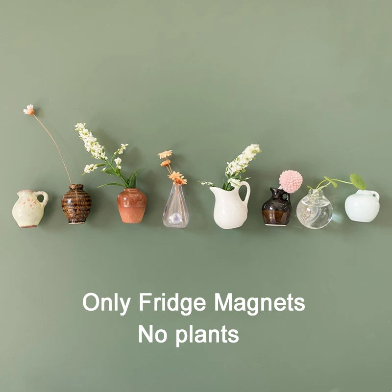 Set of Mini Ceramic Vase Fridge Magnets