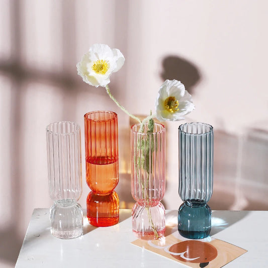 Tall Color Ribbed Vases