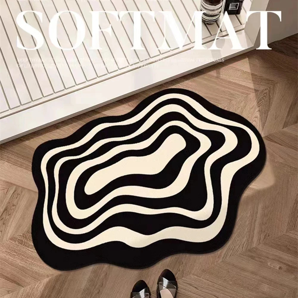 Twisty Rubber Black and White Floor Mat