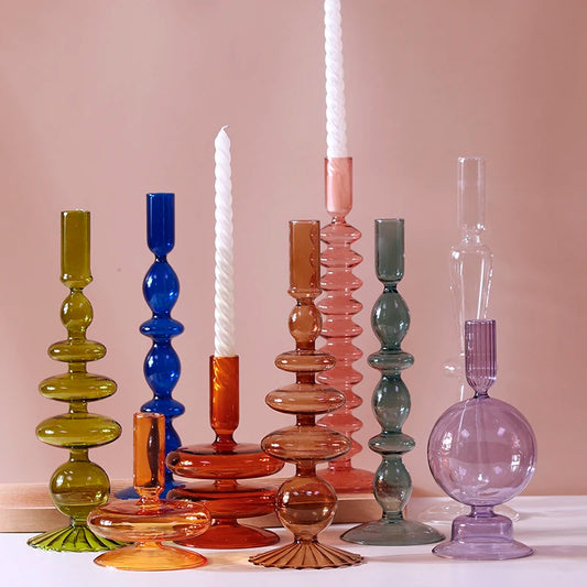 Funky Glass Candlestick Holders