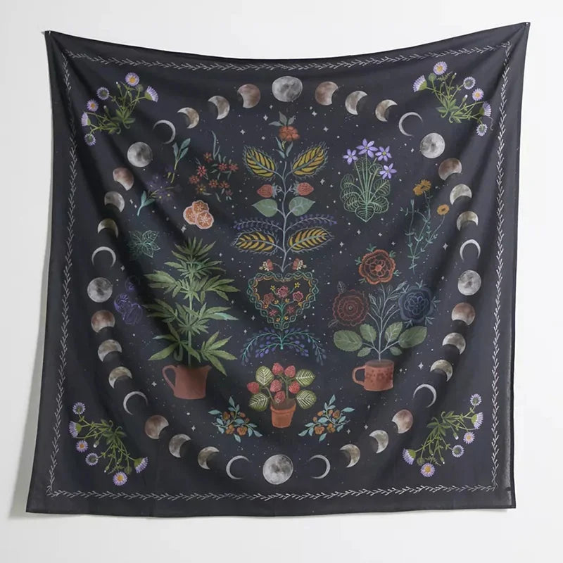 Moon Phase Celestial Tapestry Wall Hanging