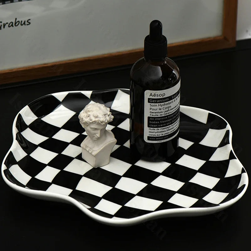 Ceramic Checkerboard Tray