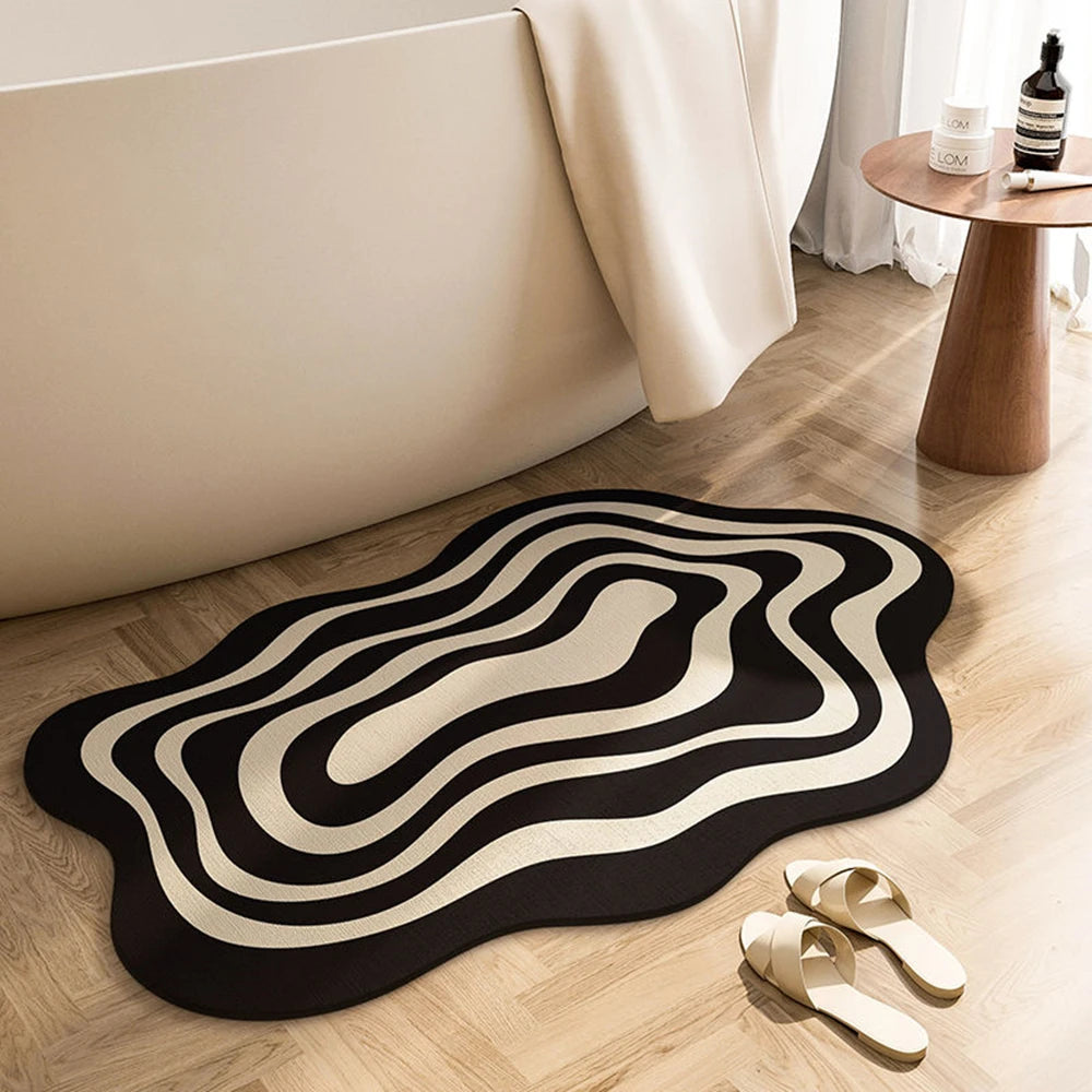 Twisty Rubber Black and White Floor Mat