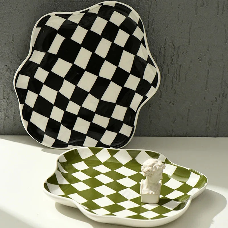 Ceramic Checkerboard Tray